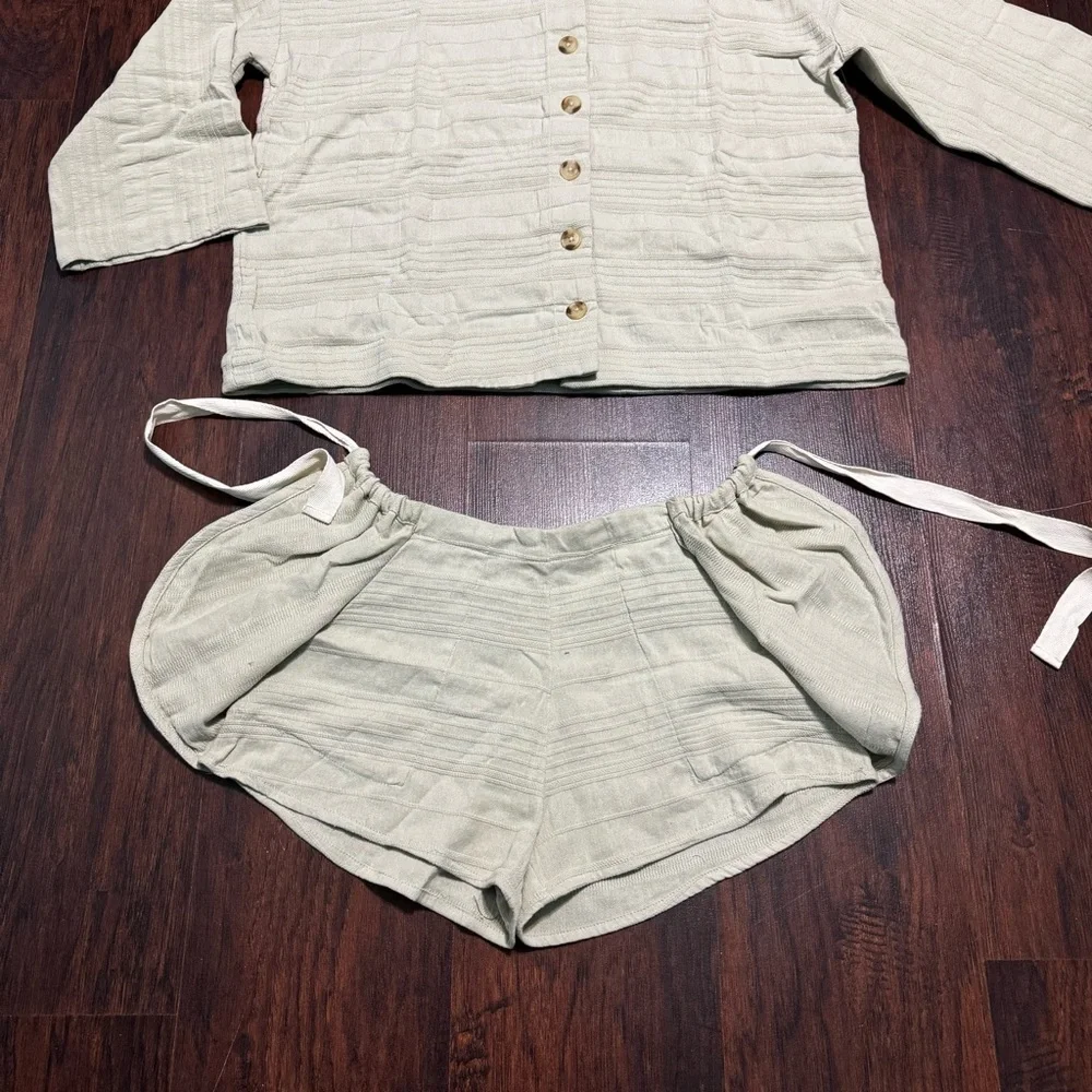 FREE PEOPLE Pippa Short Set 100% cotton Box Top & Shorts wrap closure Medium Nwt